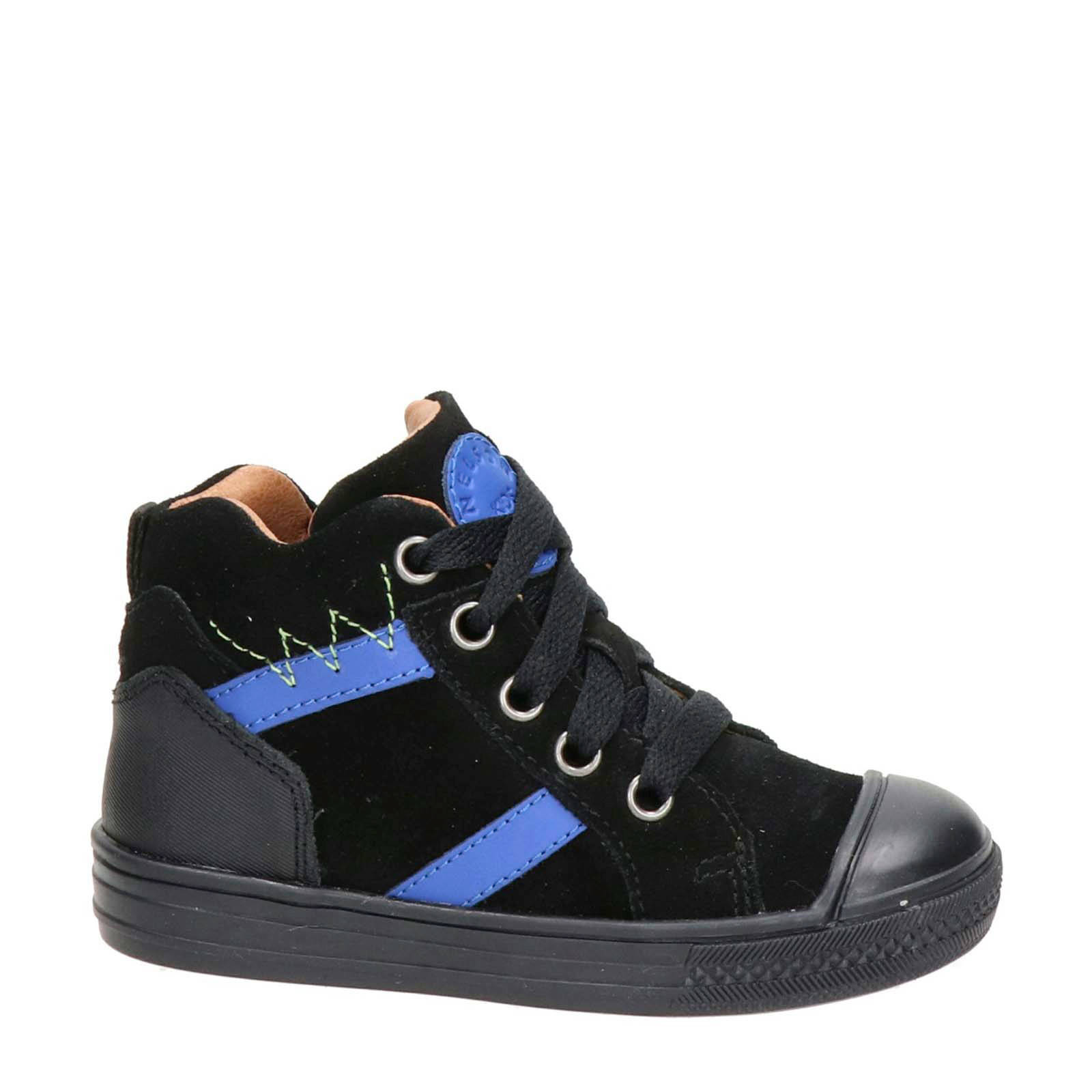 Nelson Kids hoge suède sneakers zwart/blauw | wehkamp