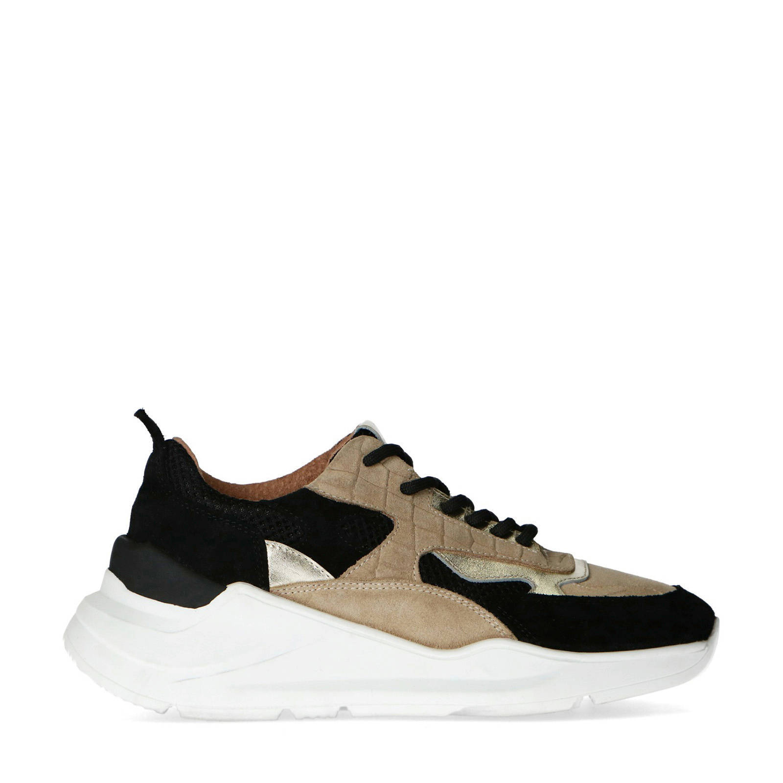 Sacha chunky sneakers zwart/camel | wehkamp