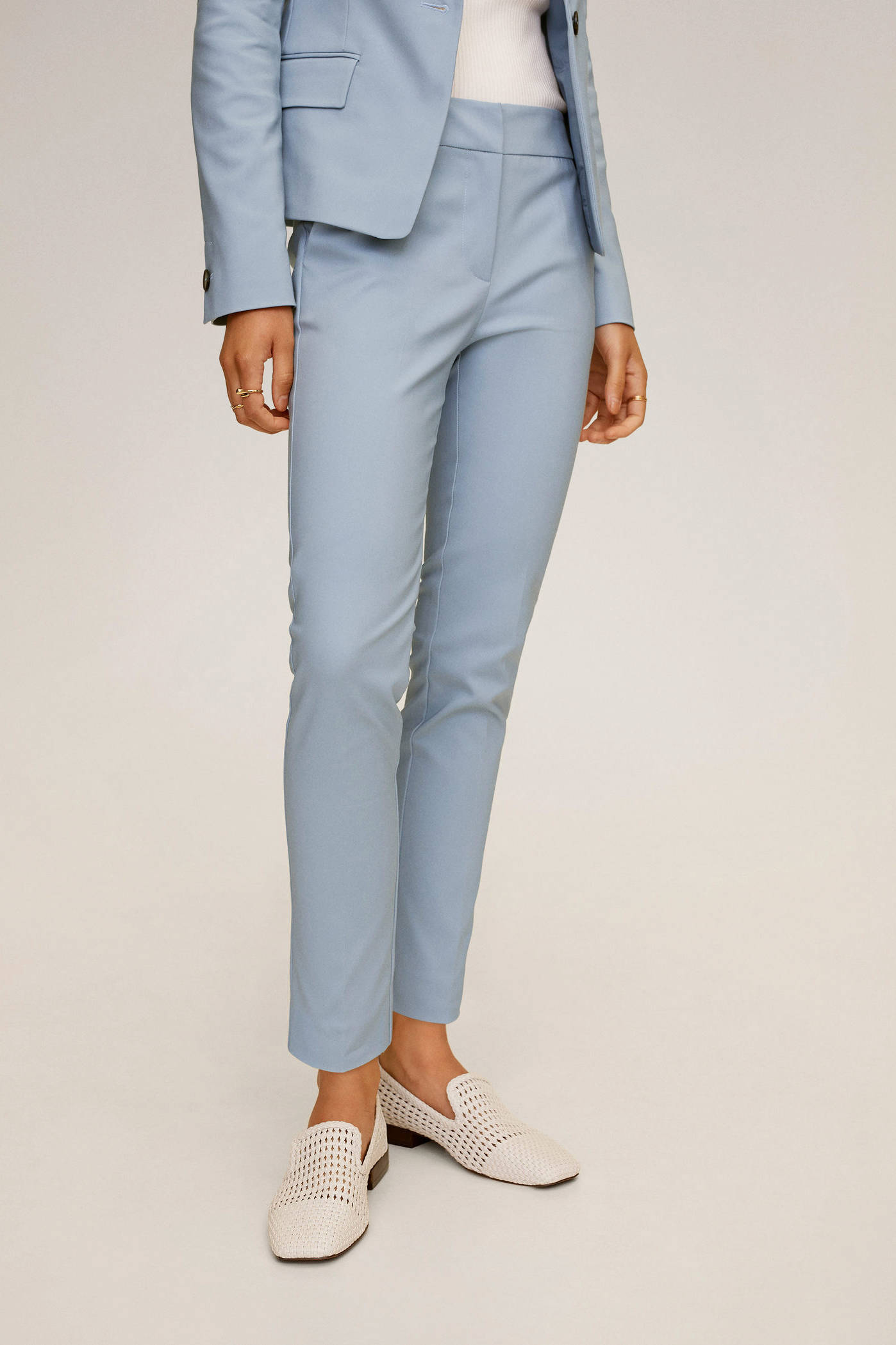 Mango slim fit pantalon lichtblauw | wehkamp