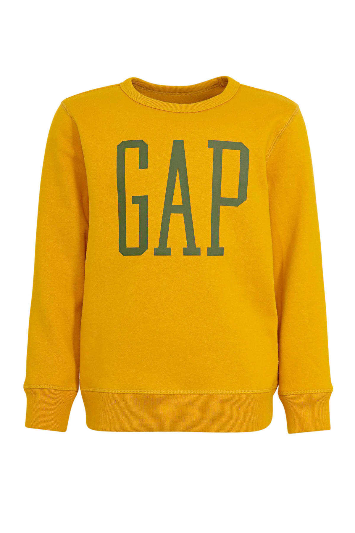 GAP sweater met logo goudgeel wehkamp