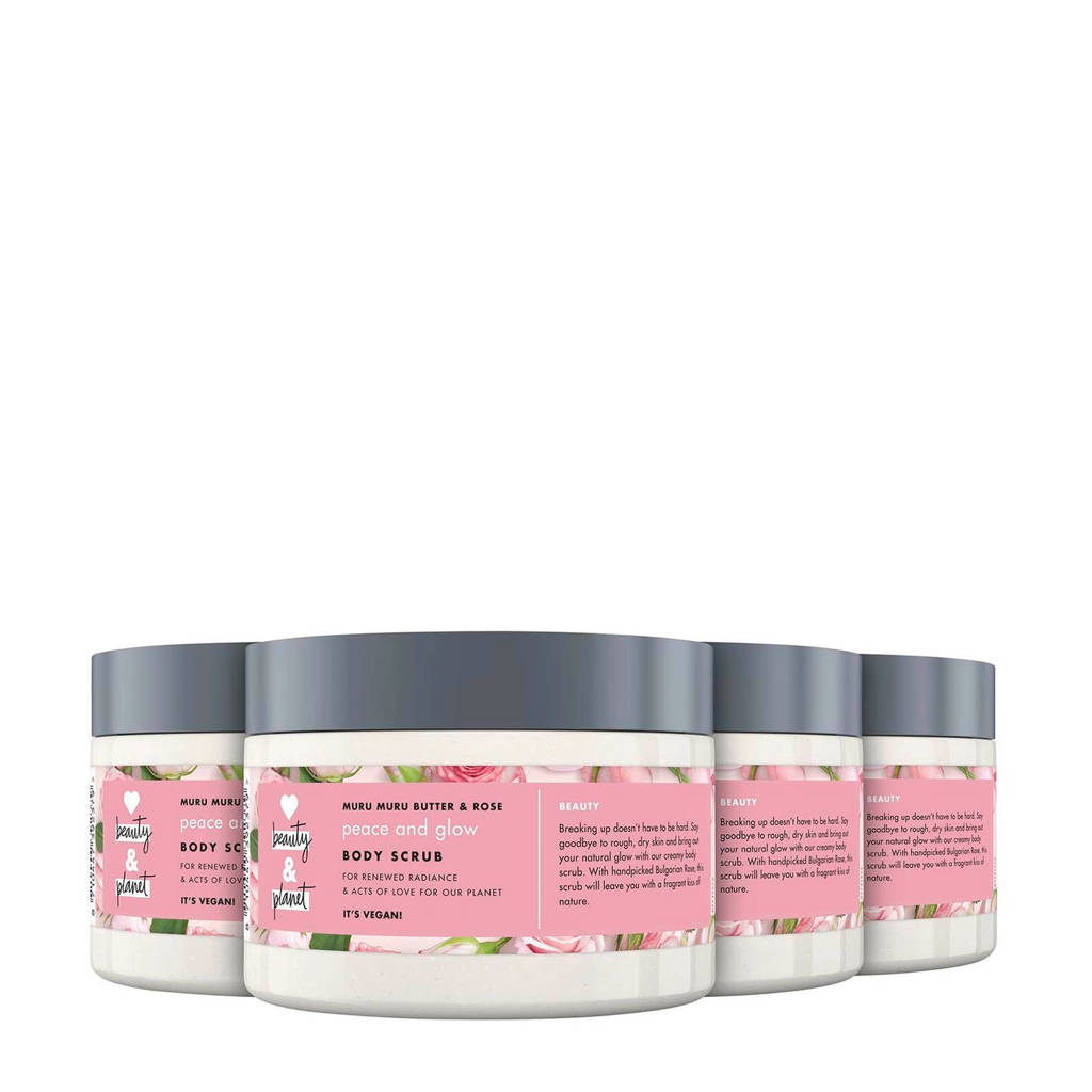 Love Beauty and Planet Muru Muru Butter & Rose Peace and Glow bodyscrub - 4 x 250 ml