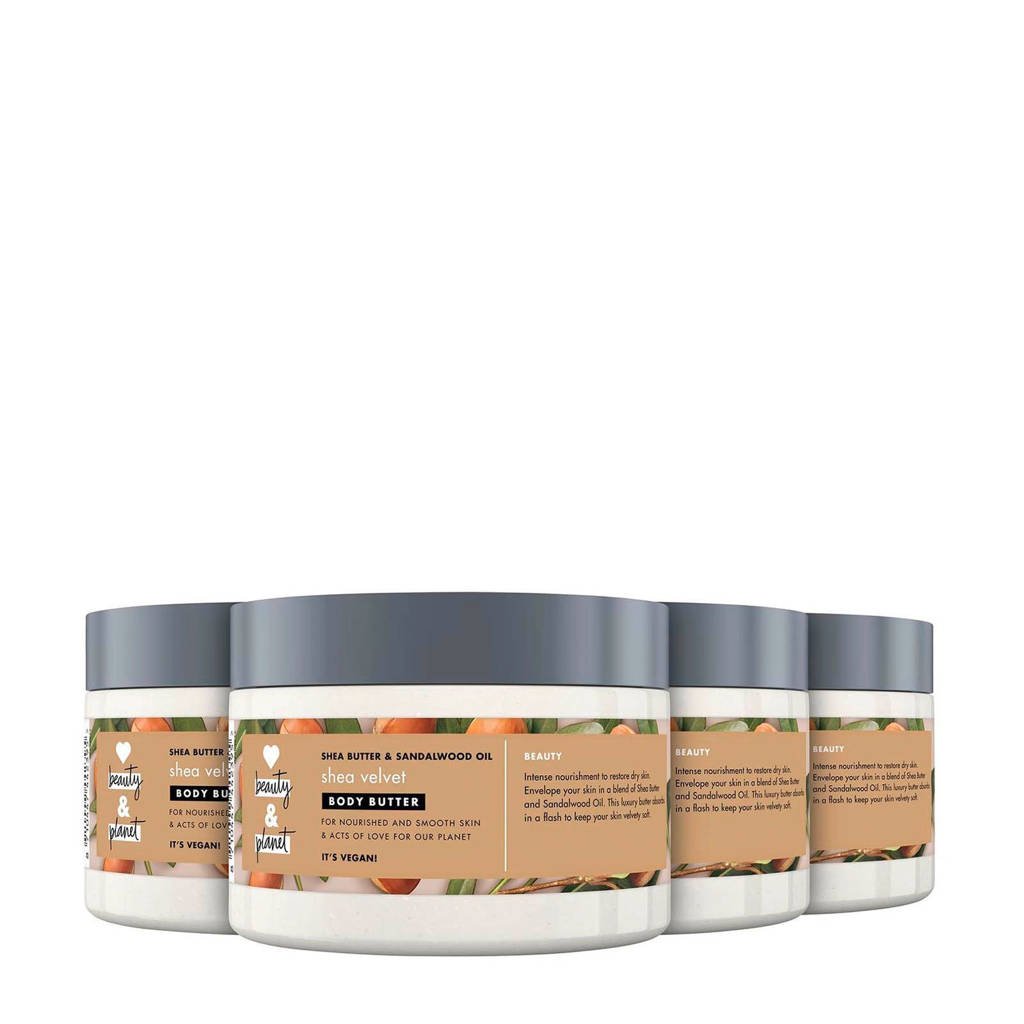 Love Beauty and Planet Shea Butter & Sandalwood Shea Velvet bodycrème - 4 x 250 ml