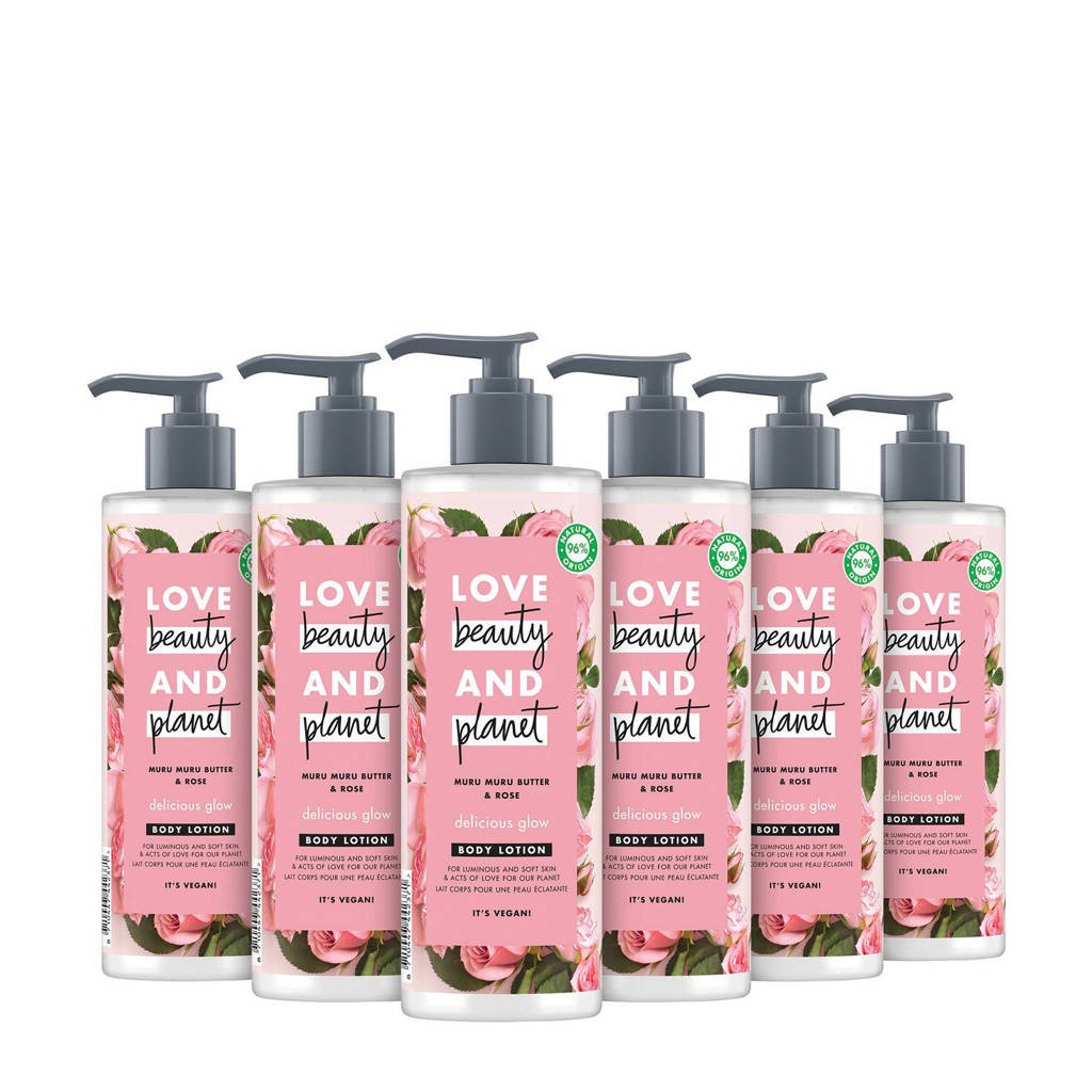 Love Beauty and Planet Muru Muru Butter & Rose Delicious Glow bodylotion - 6 x 400 ml