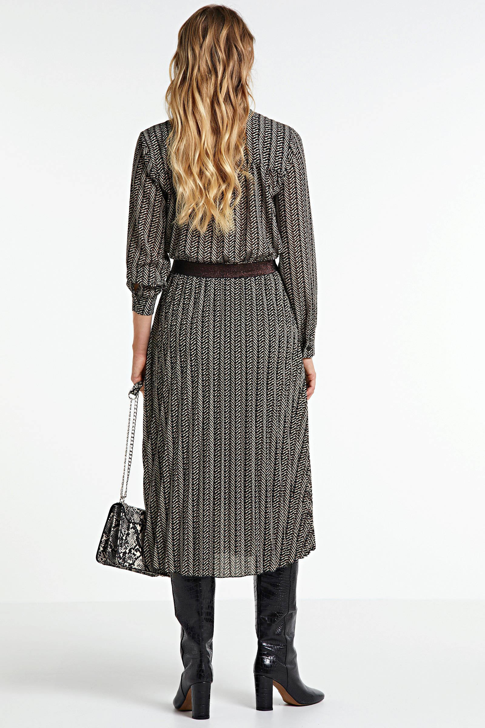 Geisha plissé rok met all over print zwart/zand | wehkamp