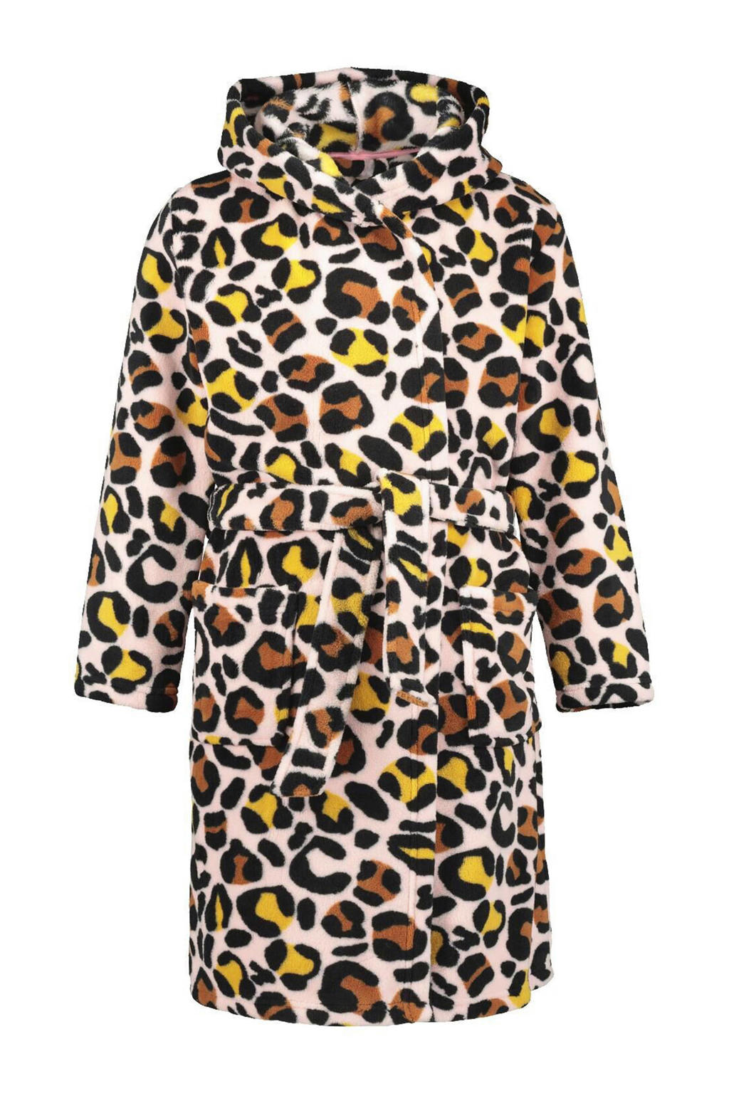 HEMA fleece badjas panterprint bruin/ecru wehkamp