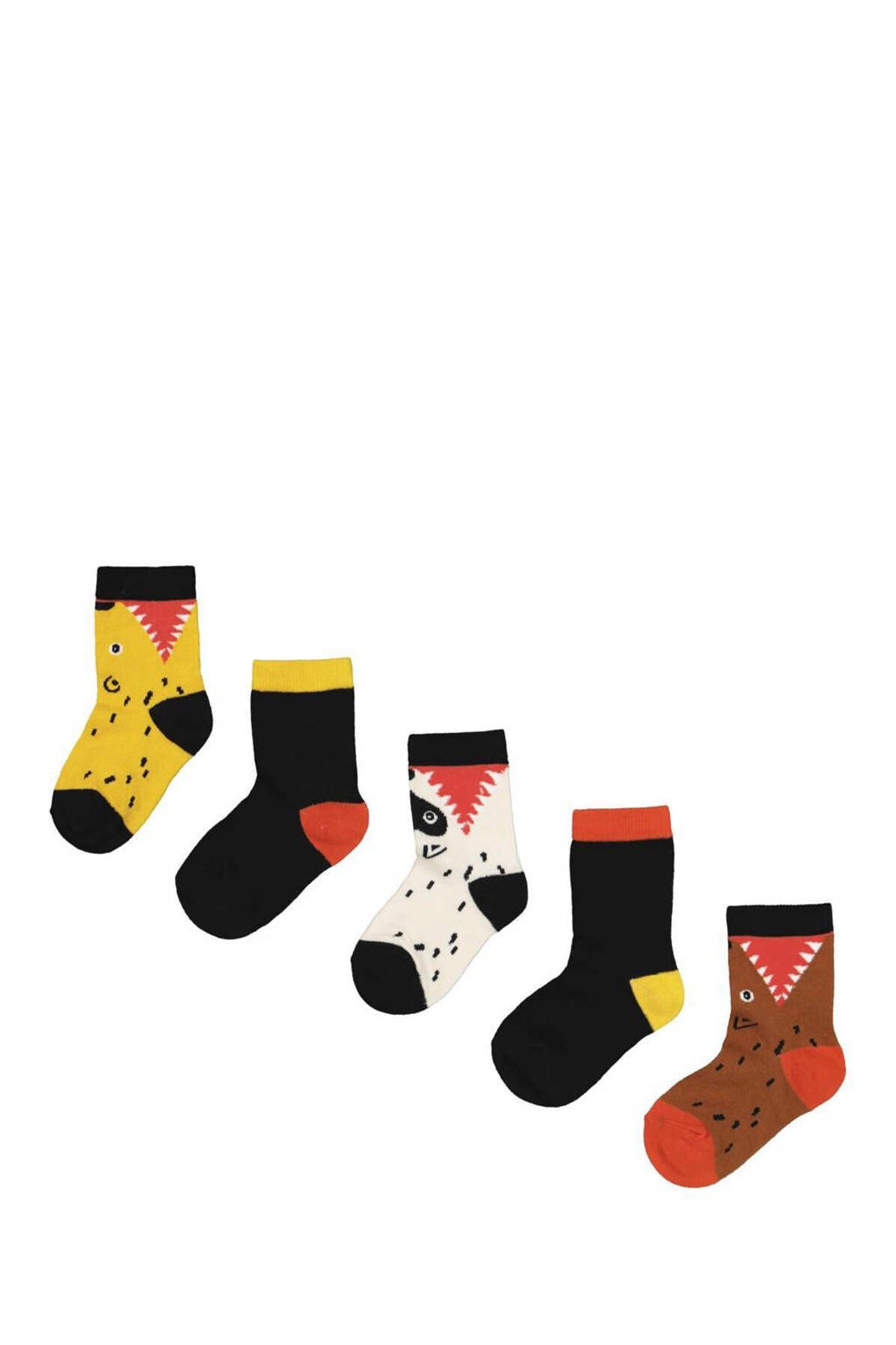 HEMA sokken - set van 5 geel/zwart/bruin, Multi