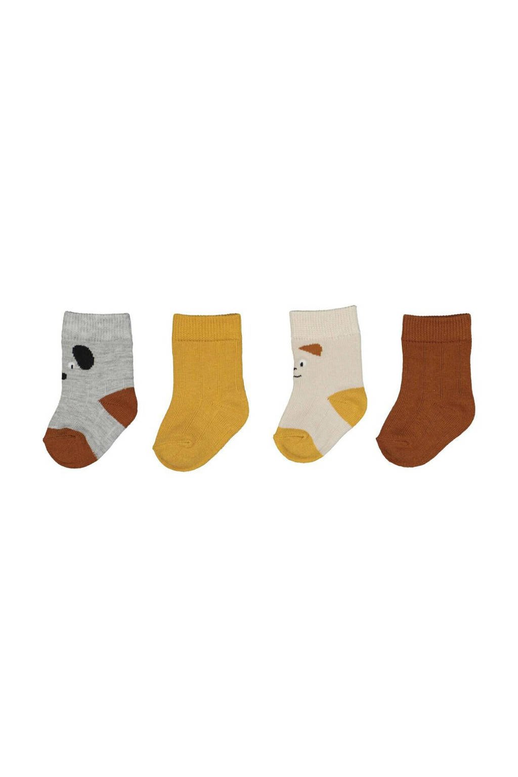HEMA babysokken - set van 4 bruin, Bruin