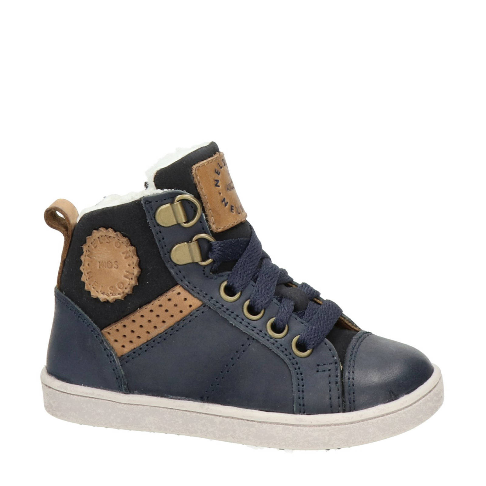 Nelson Kids leren veterboots blauw | wehkamp