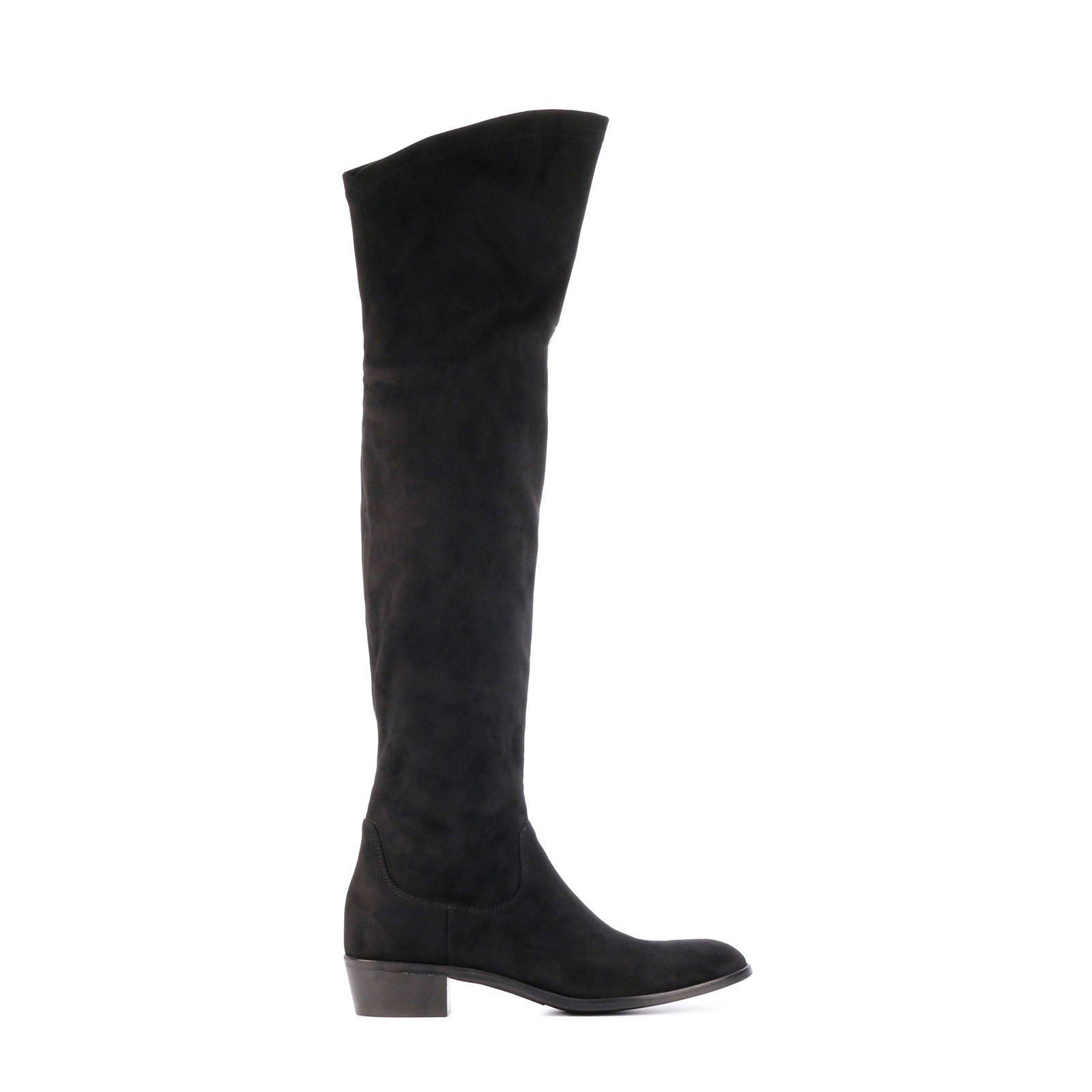 Lamica MNF20 suède overknee laarzen met brede schacht zwart | wehkamp