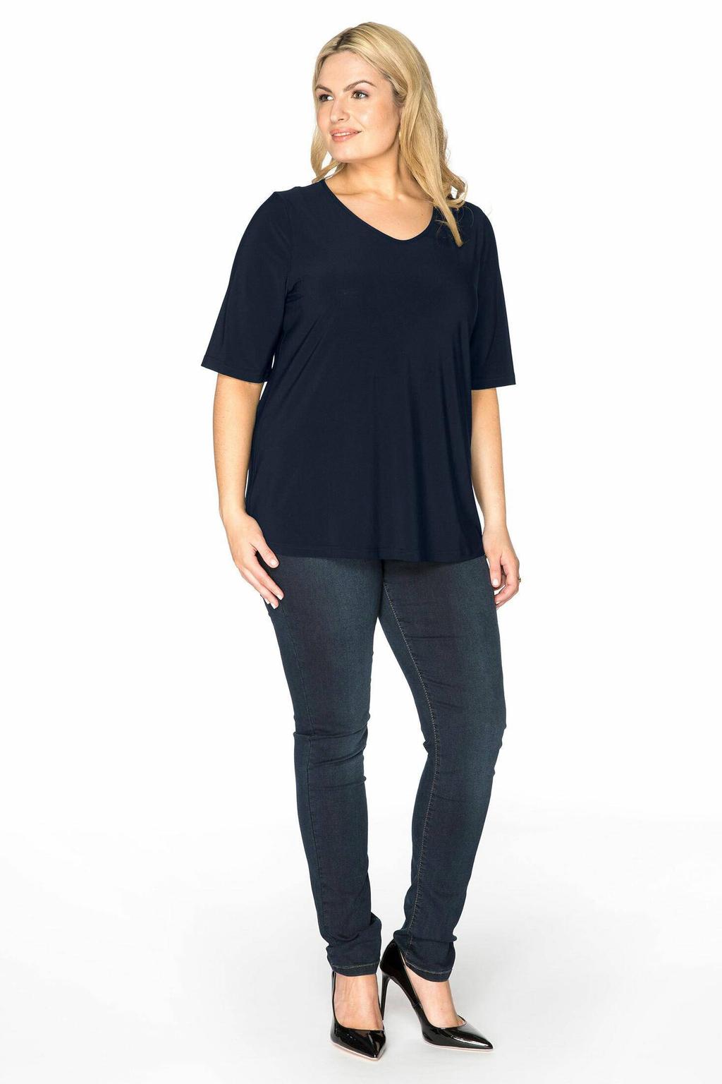 YOEK T-shirt van travelstof DOLCE donkerblauw