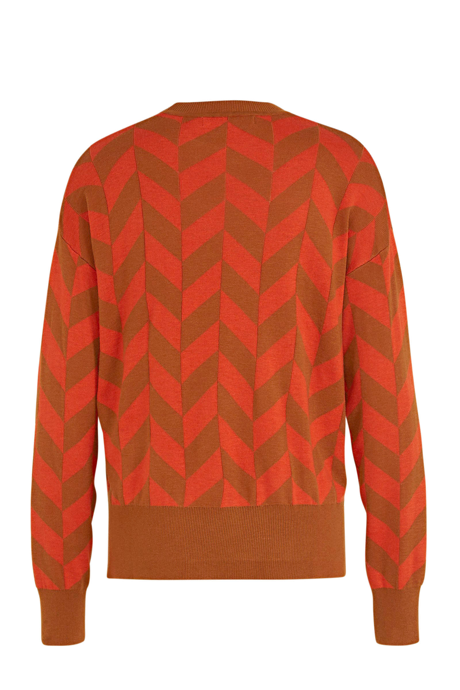 Inwear fijngebreide trui Sanja met all over print oranje Inwear trui zwart | wehkamp