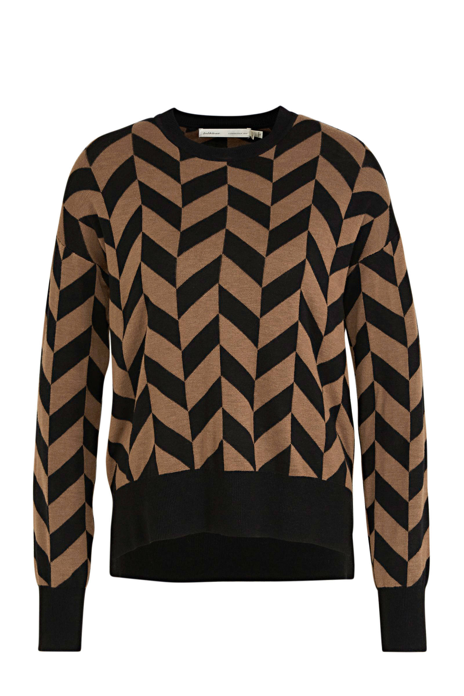 Inwear fijngebreide trui Sanja met all over print zwart Inwear trui zwart | wehkamp