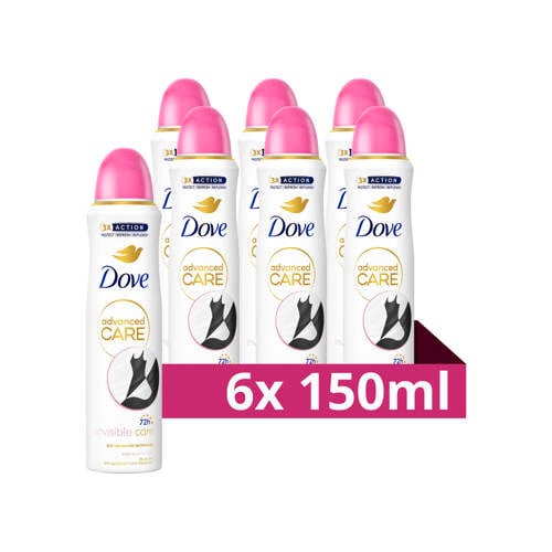 Wehkamp Dove Advanced Care Invisible Care anti-transpirant deodorant spray - 6 x 150 ml aanbieding
