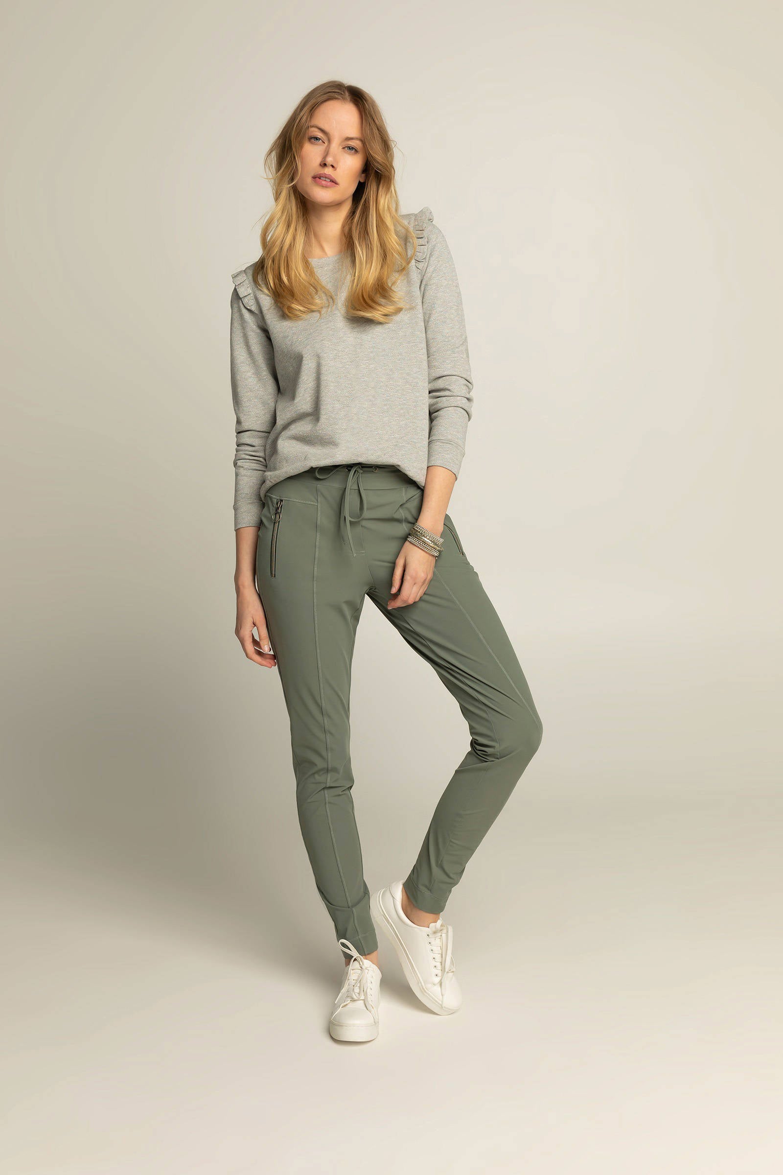 Expresso slim fit broek groen | wehkamp