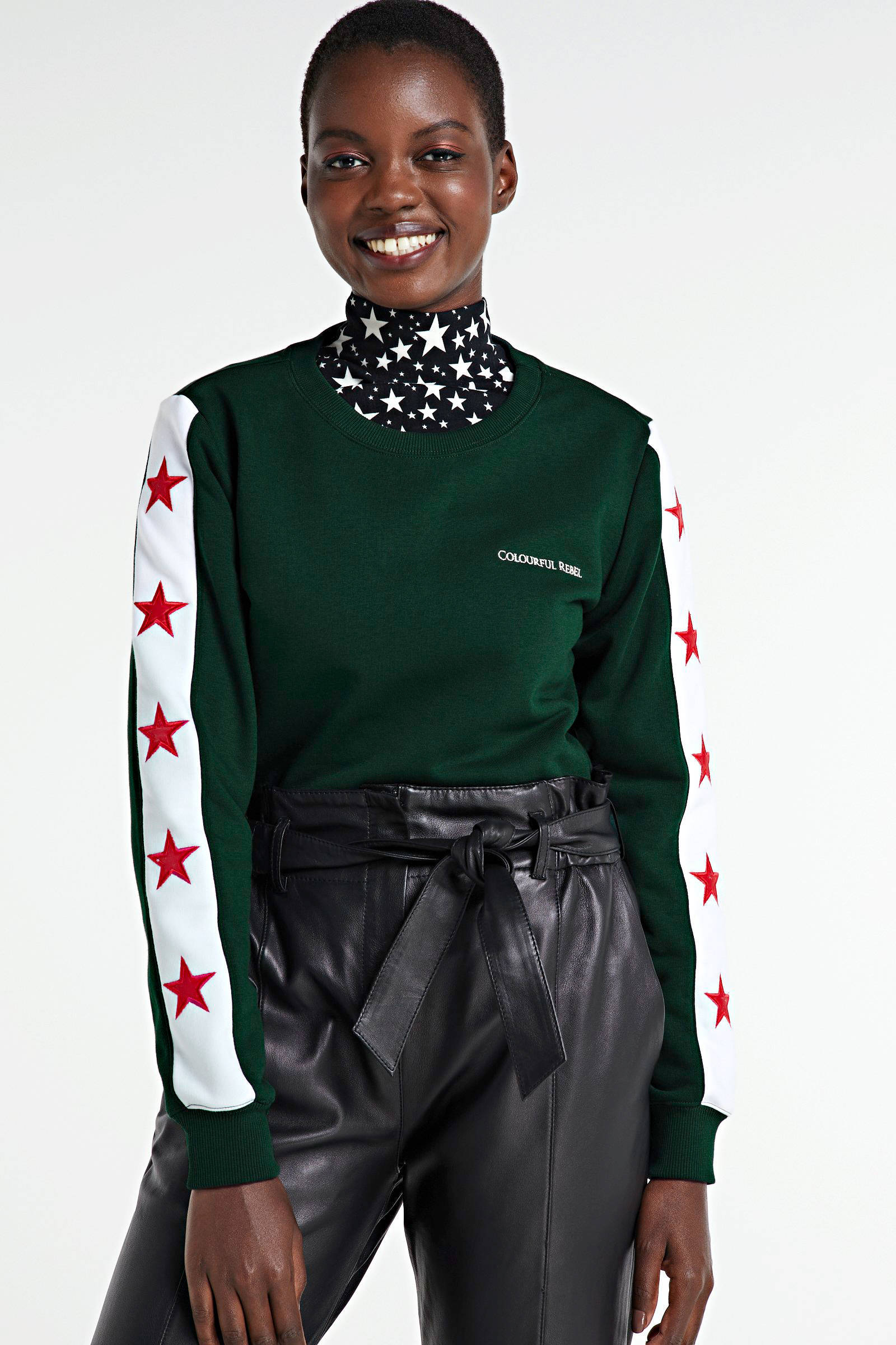 Colourful Rebel truien kopen Vind jouw Colourful Rebel Colourful Rebel sweater Leopard Star met panterprint zwart