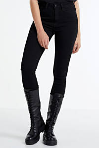 Zwarte dames NOISY MAY high waist skinny jeans NM katoen van duurzaam stretchdenim met rits- en knoopsluiting