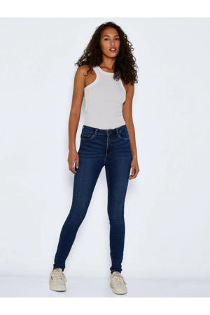 high waist skinny jeans NMCALLIE met biologisch katoen donkerblauw
