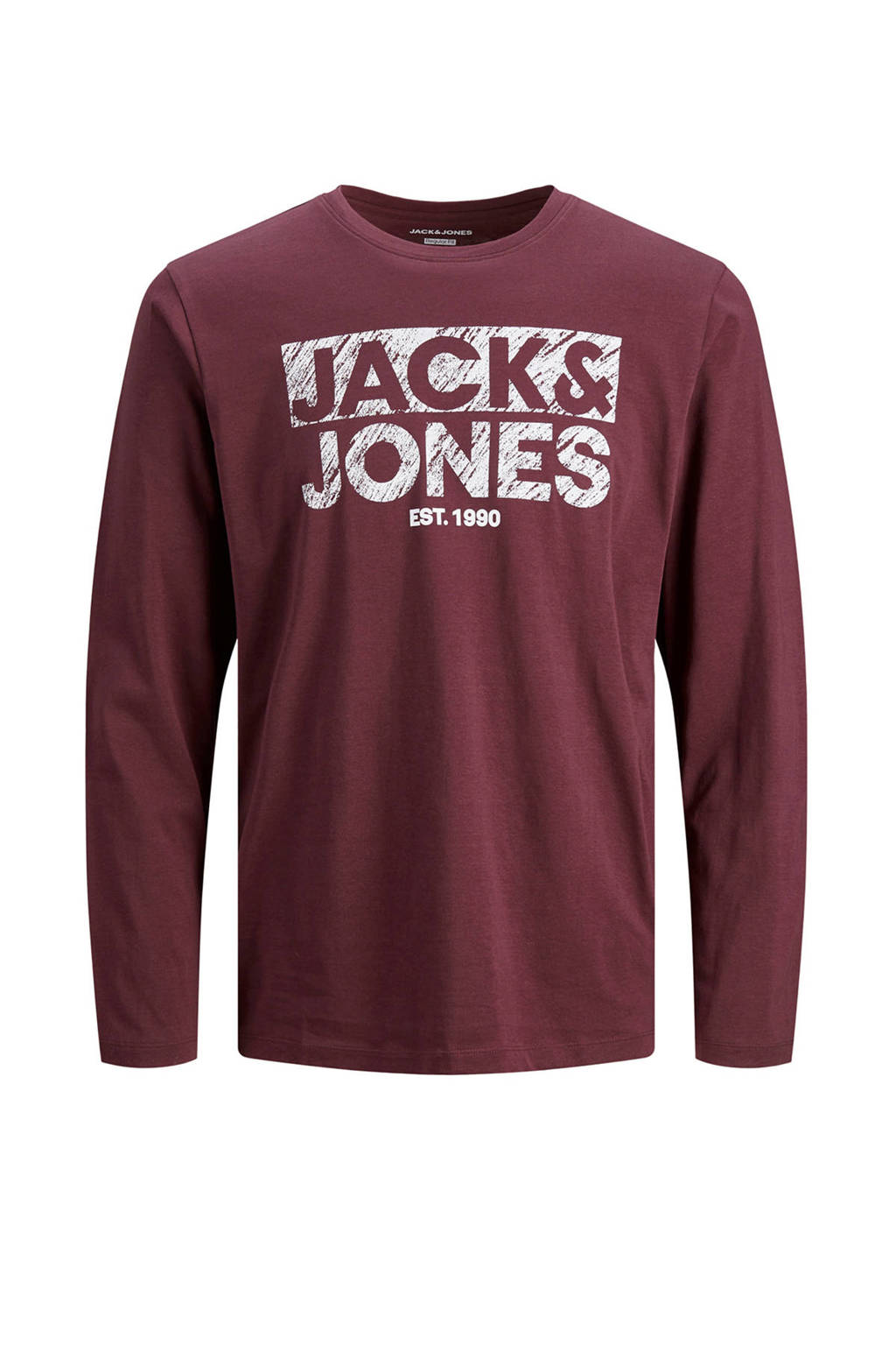 JACK & JONES longsleeve met logo donkerrood, Donkerrood