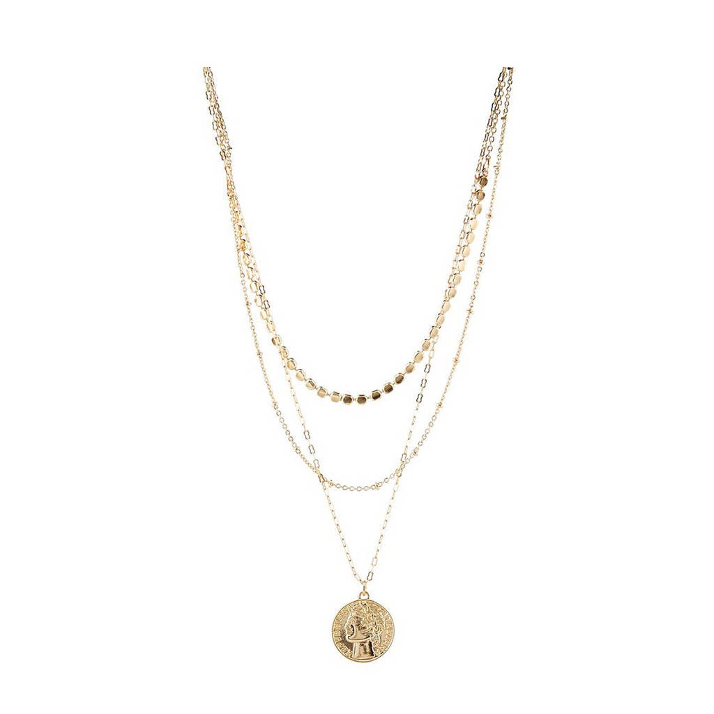 PIECES ketting goudkleur, Grijs