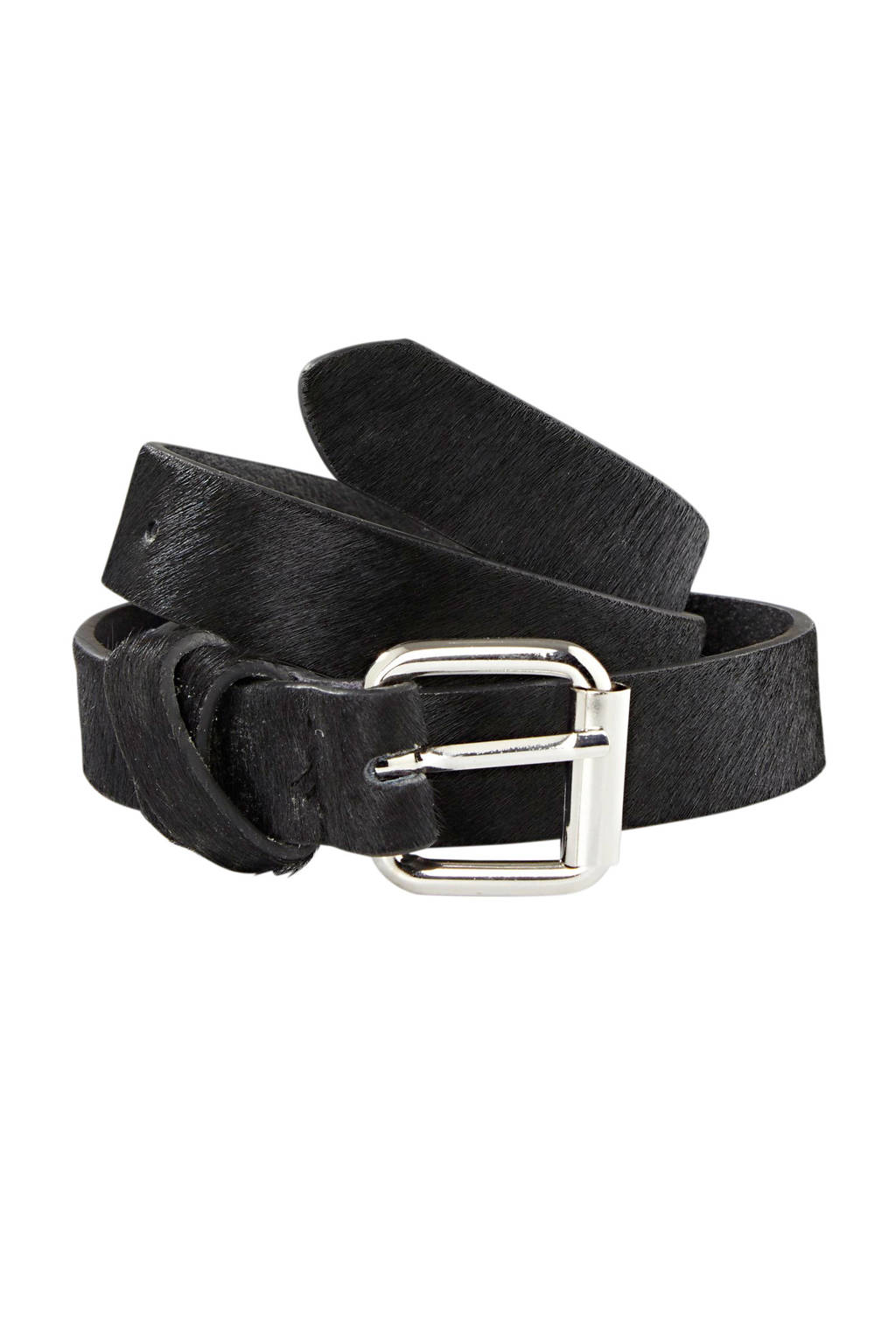 PIECES leren riem zwart, Zwart