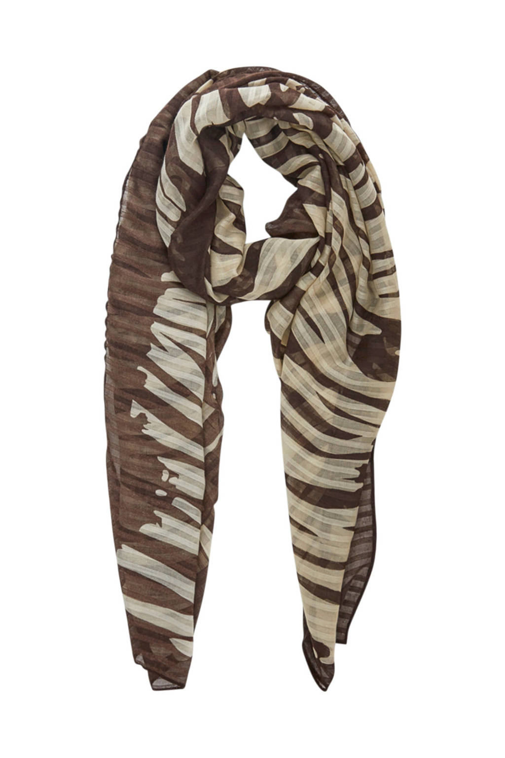 PIECES sjaal met zebraprint bruin/beige, Bruin/beige