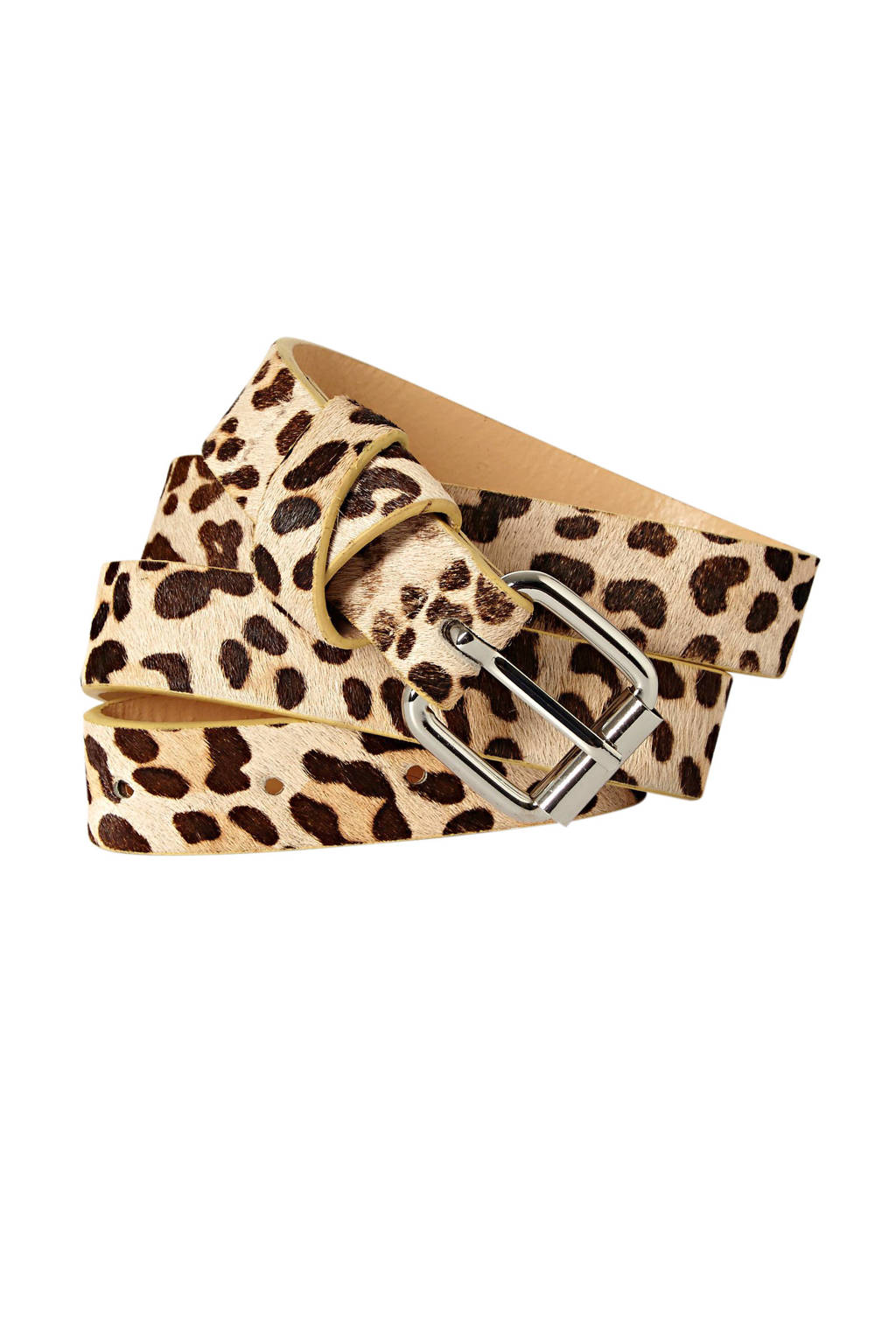 PIECES riem met panterprint bruin, Bruin