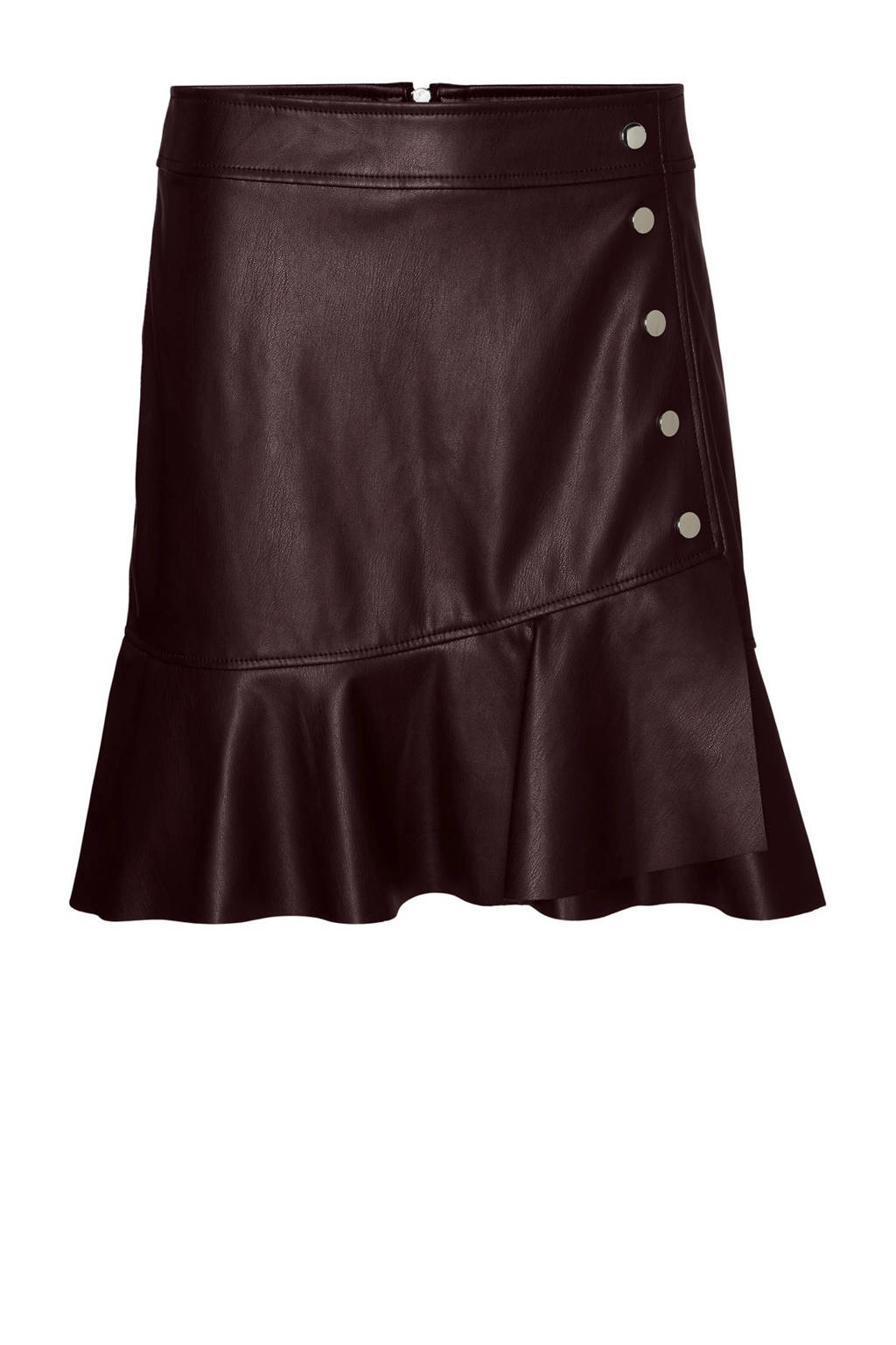 VERO MODA imitatieleren rok donkerbruin, Donkerbruin