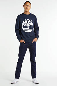 Timberland sweater met logo donkerblauw/wit, Donkerblauw/wit