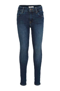 Donkerblauwe meisjes NAME IT KIDS skinny jeans Polly van duurzaam stretchdenim met regular waist en rits- en knoopsluiting