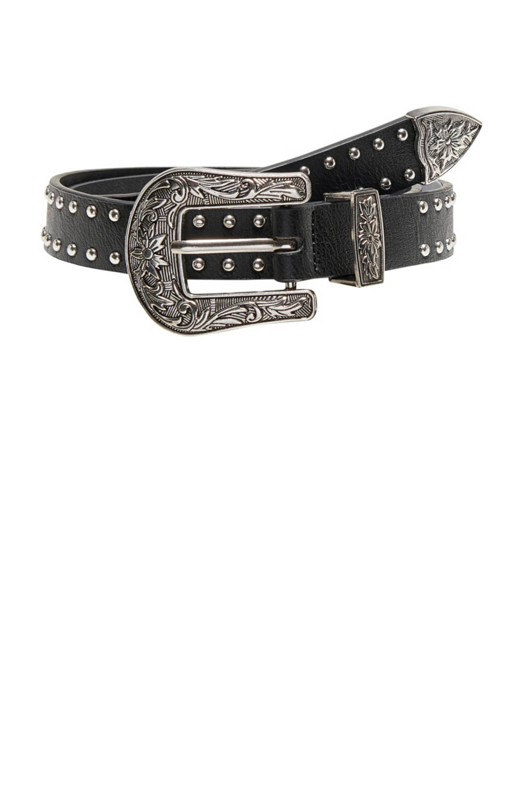 KIDS ONLY riem met studs en zilverkleurige gesp zwart, Zwart