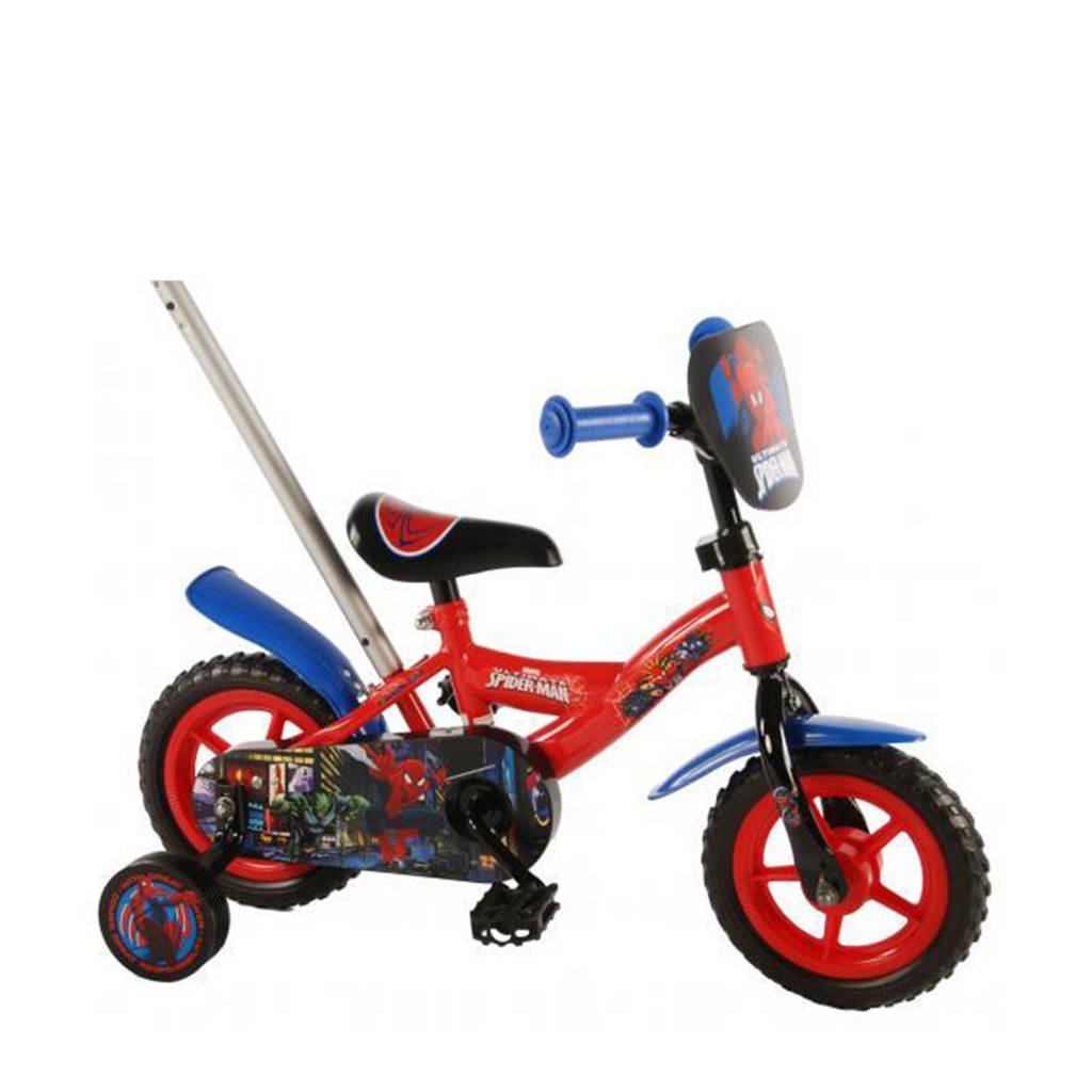 Spiderman kinderfiets jongens 10 inch rood/blauw, Rood