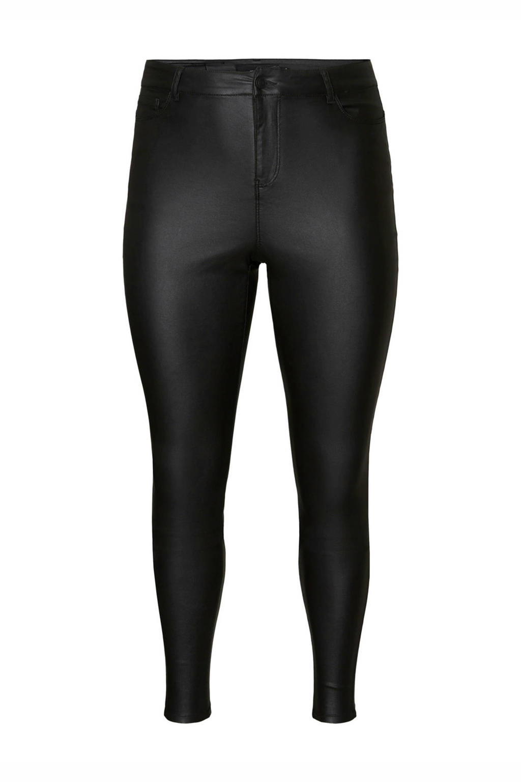 VERO MODA CURVE high waist skinny fit coated jeans VMLORA zwart wehkamp