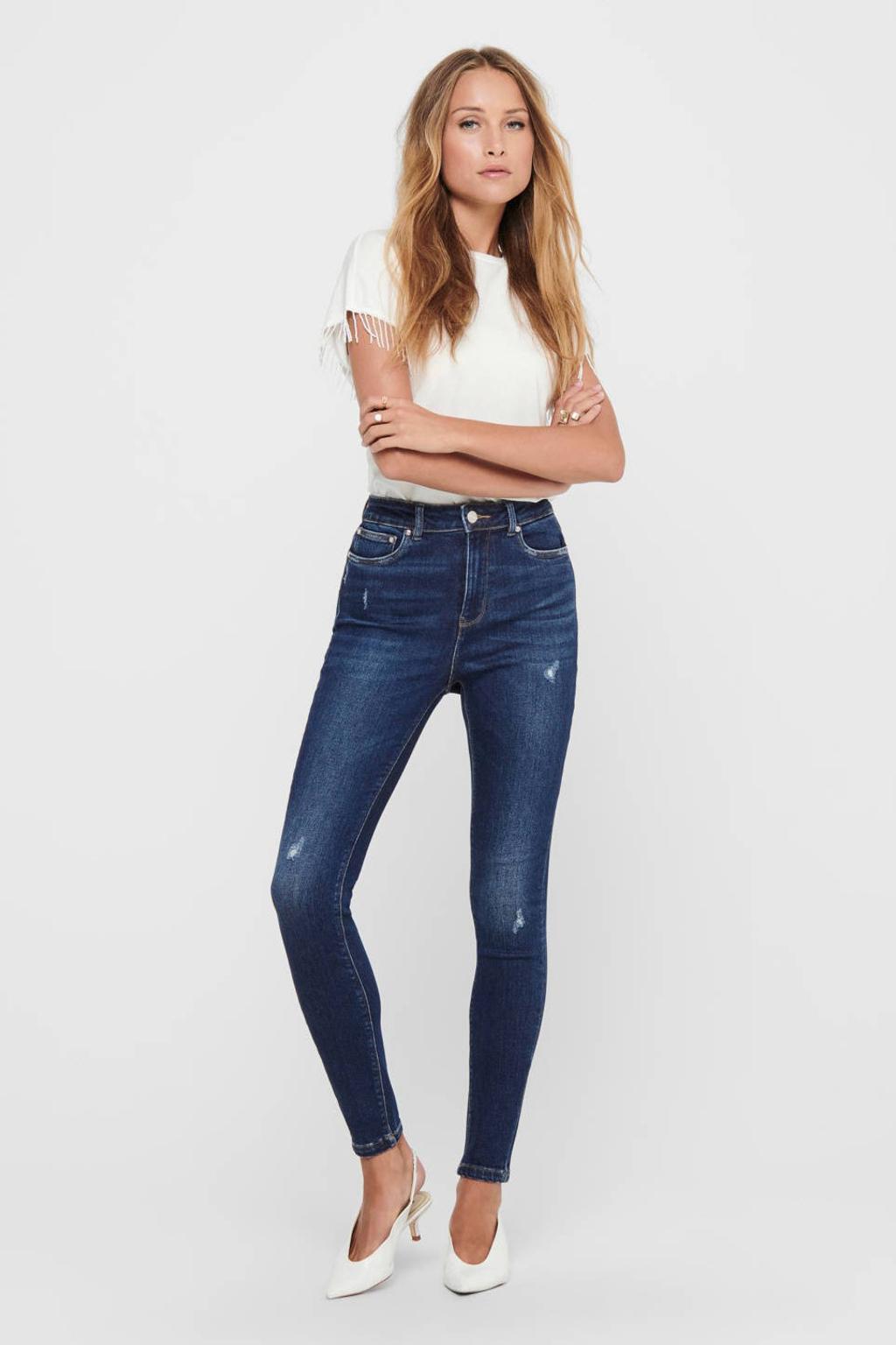 ONLY high waist skinny jeans ONLMILA dark blue denim