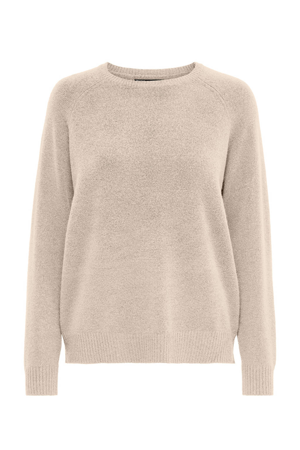 Beige dames ONLY gemêleerde trui Lesly van viscose met lange mouwen en ronde hals