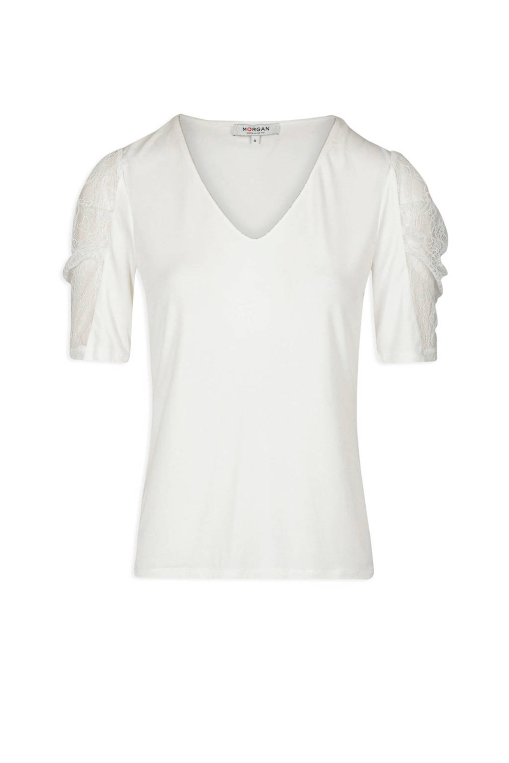 Geurig Mount Bank Beschikbaar Morgan T-shirt met kant wit | wehkamp