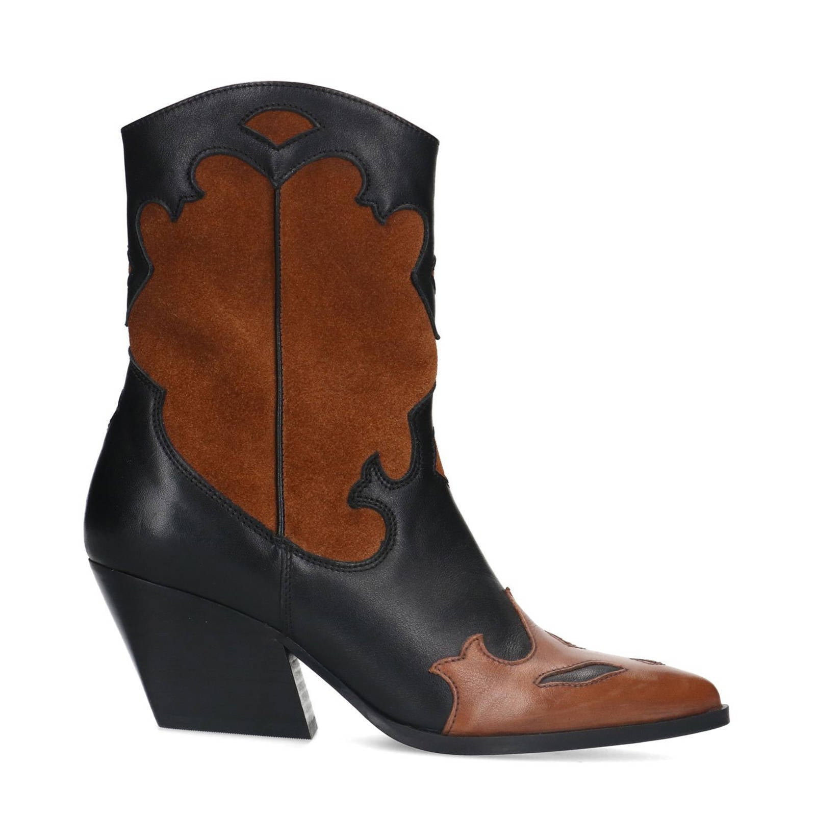 Sacha leren cowboylaarzen bruin/zwart | wehkamp