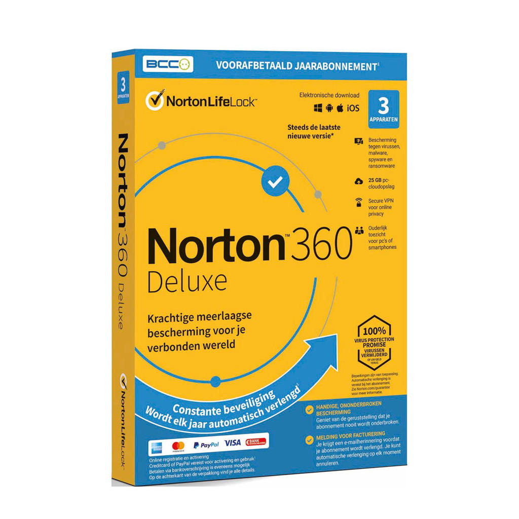 Norton antivirus 360 Deluxe 25GB - 1 jaarlicentie - 3 devices (PC)