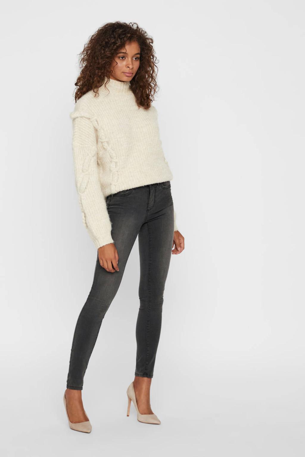 VERO MODA mid waist skinny jeans VMTANYA dark grey denim