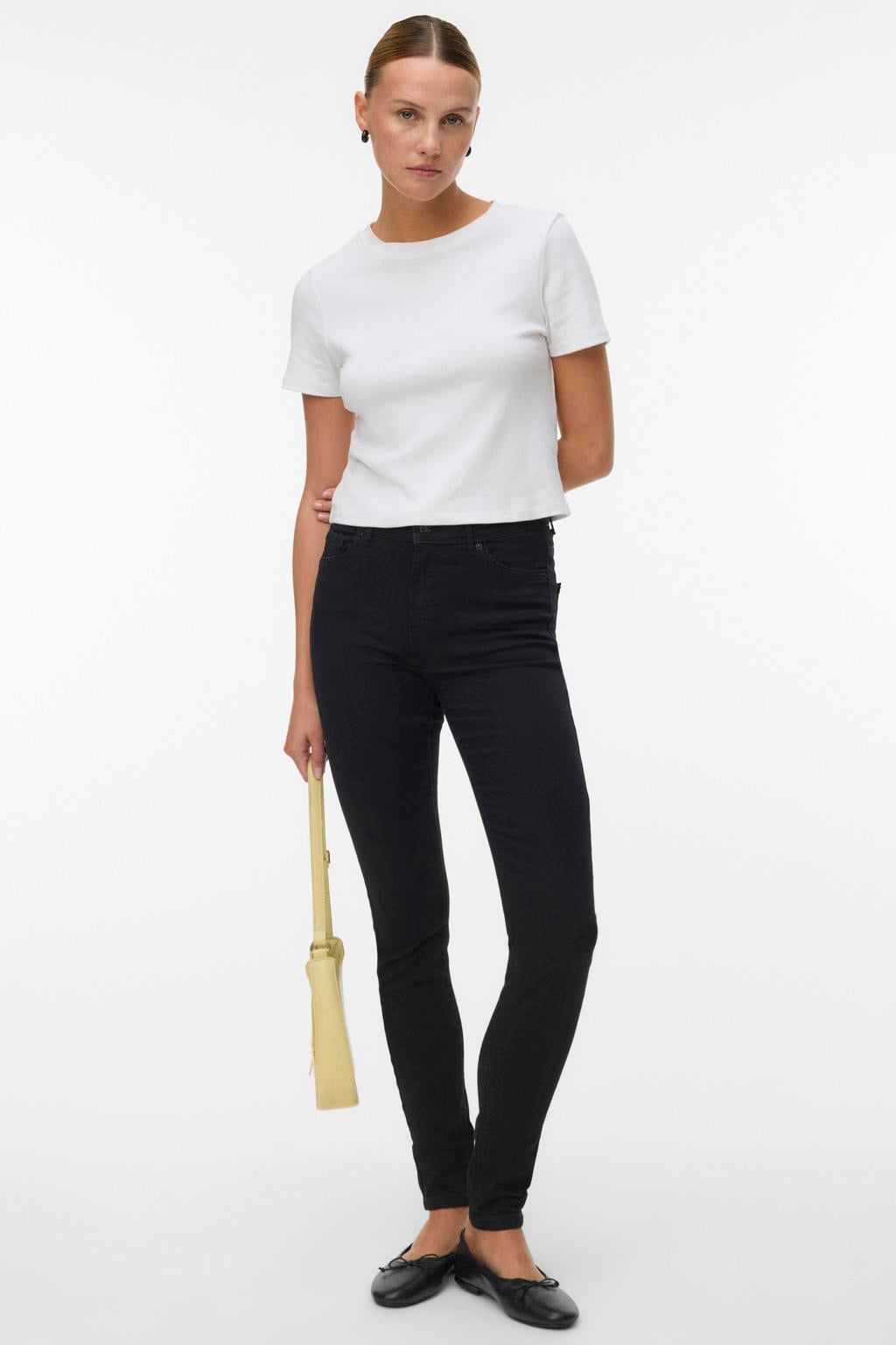 VERO MODA mid waist skinny jeans VMTANYA black