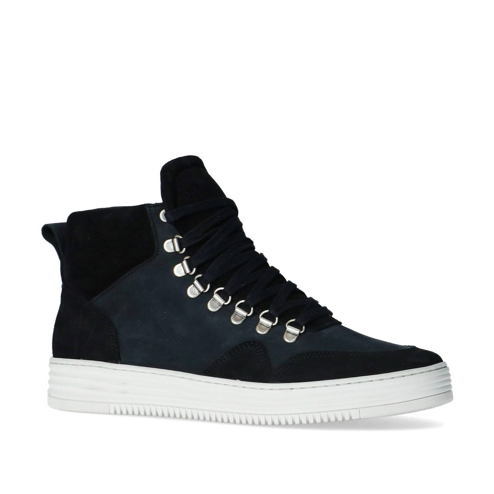 Sacha hoge suède sneakers zwart/blauw | wehkamp