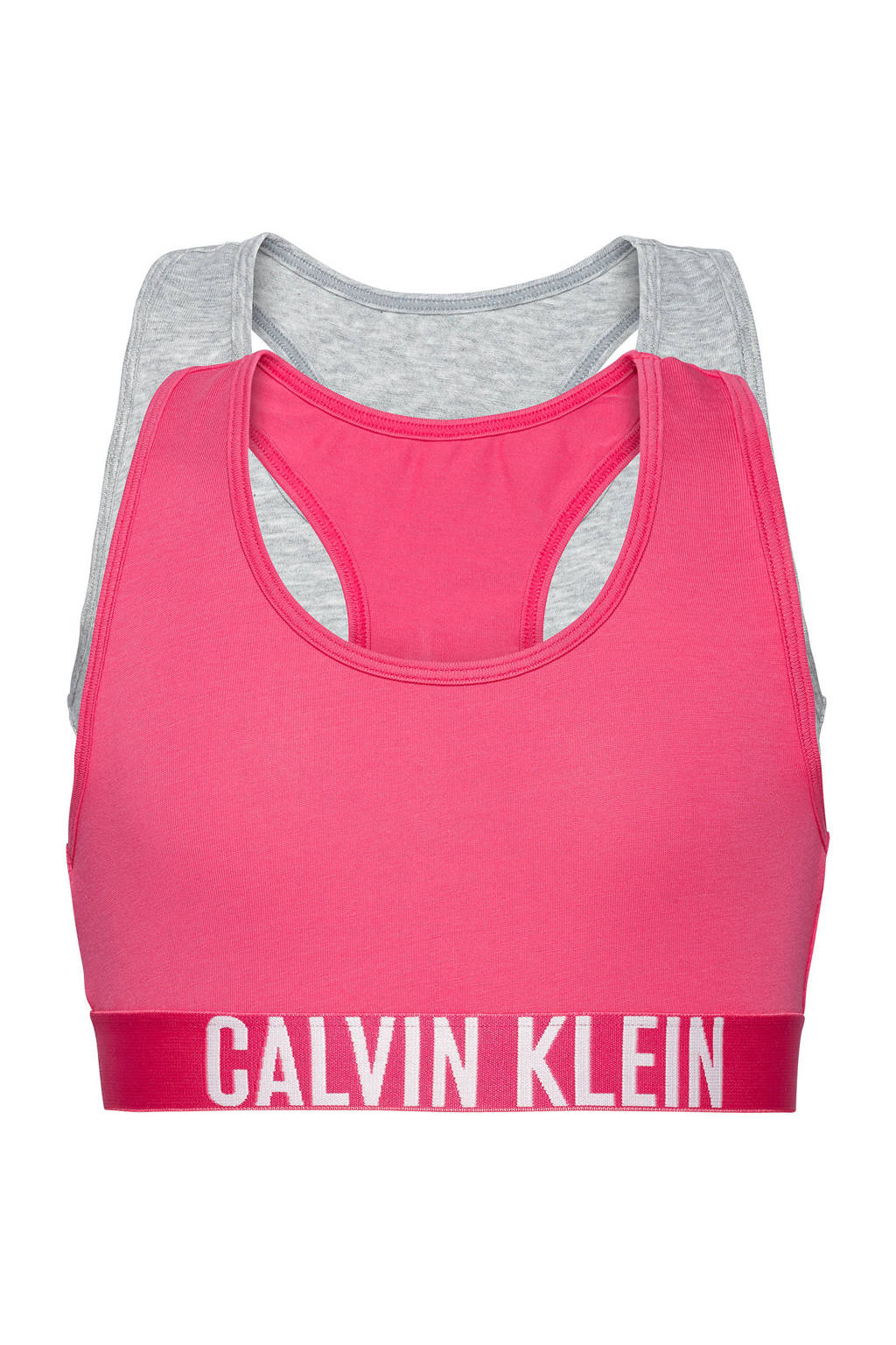 CALVIN KLEIN bh top - set van 2 roze/grijs melange, Grijs melange/roze