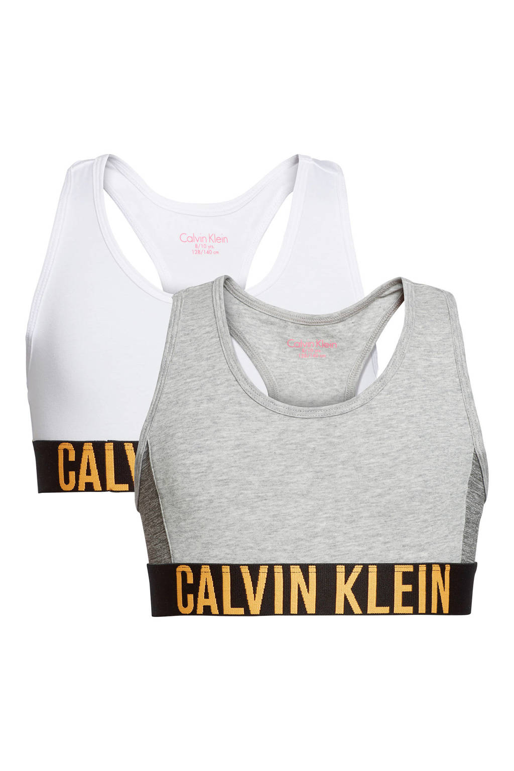 CALVIN KLEIN bh top - set van 2 wit/grijs melange, Grijs melange/wit