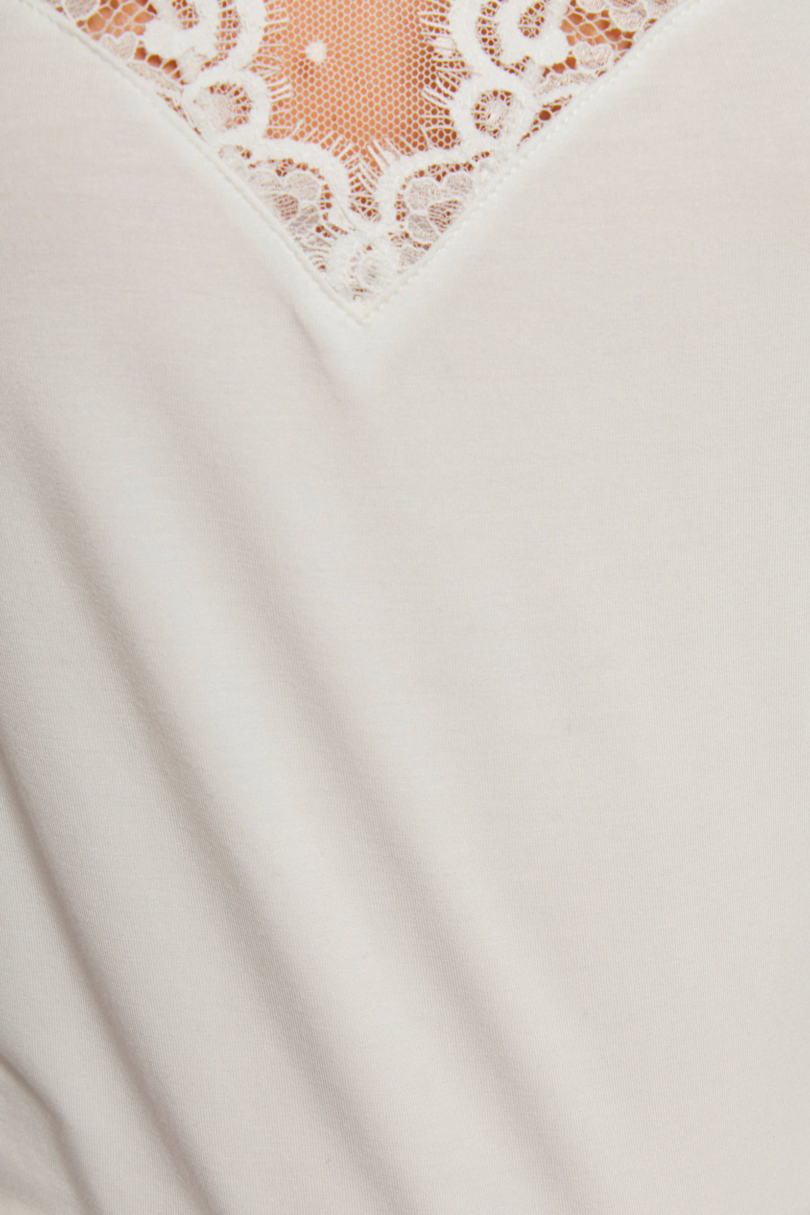 Zijden Shirt met Kant 5316 Off White - Rosemunde