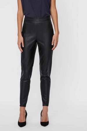 legging met leather look zwart