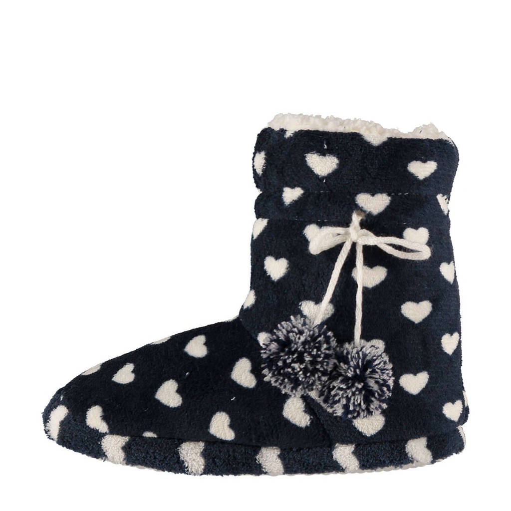 Apollo pantoffels zwart, Zwart/wit