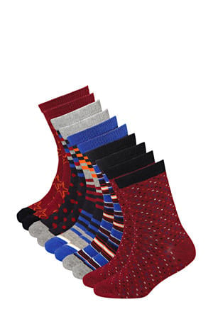 sokken met all-over print - set van 10 rood