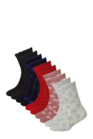 sokken met all-over print - set van 10 rood