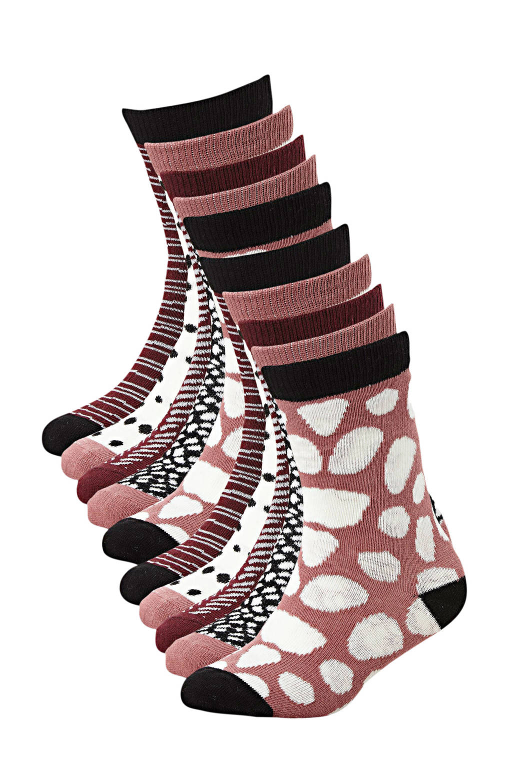 Apollo sokken - set van 10 donkerrood, Donkerrood