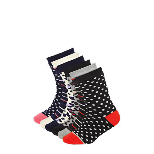Apollo sokken met all-over print - set van 6 roze/rood