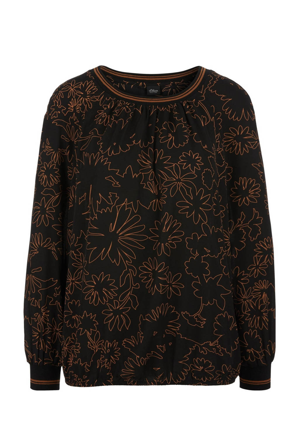 s.Oliver BLACK LABEL top met all over print zwart/oranje, Zwart/oranje